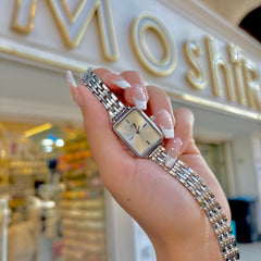 Silver and gold watch