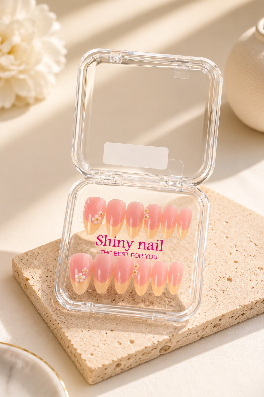 Blush Glow Long Press-On Nails