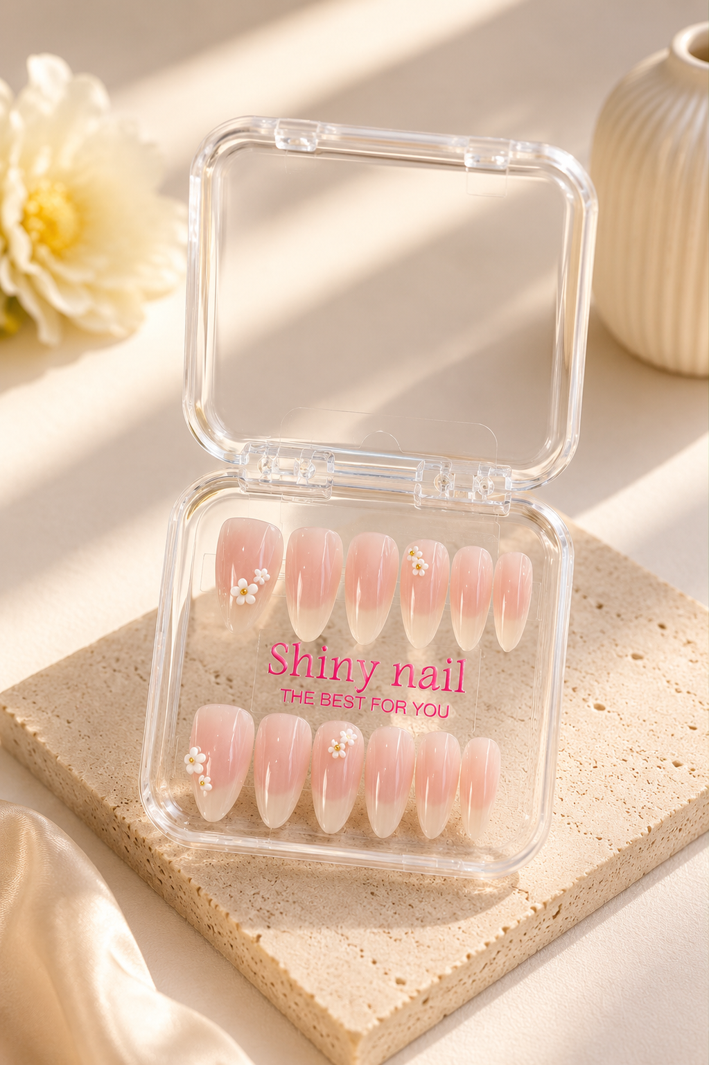 Blush Glow Long Press-On Nails