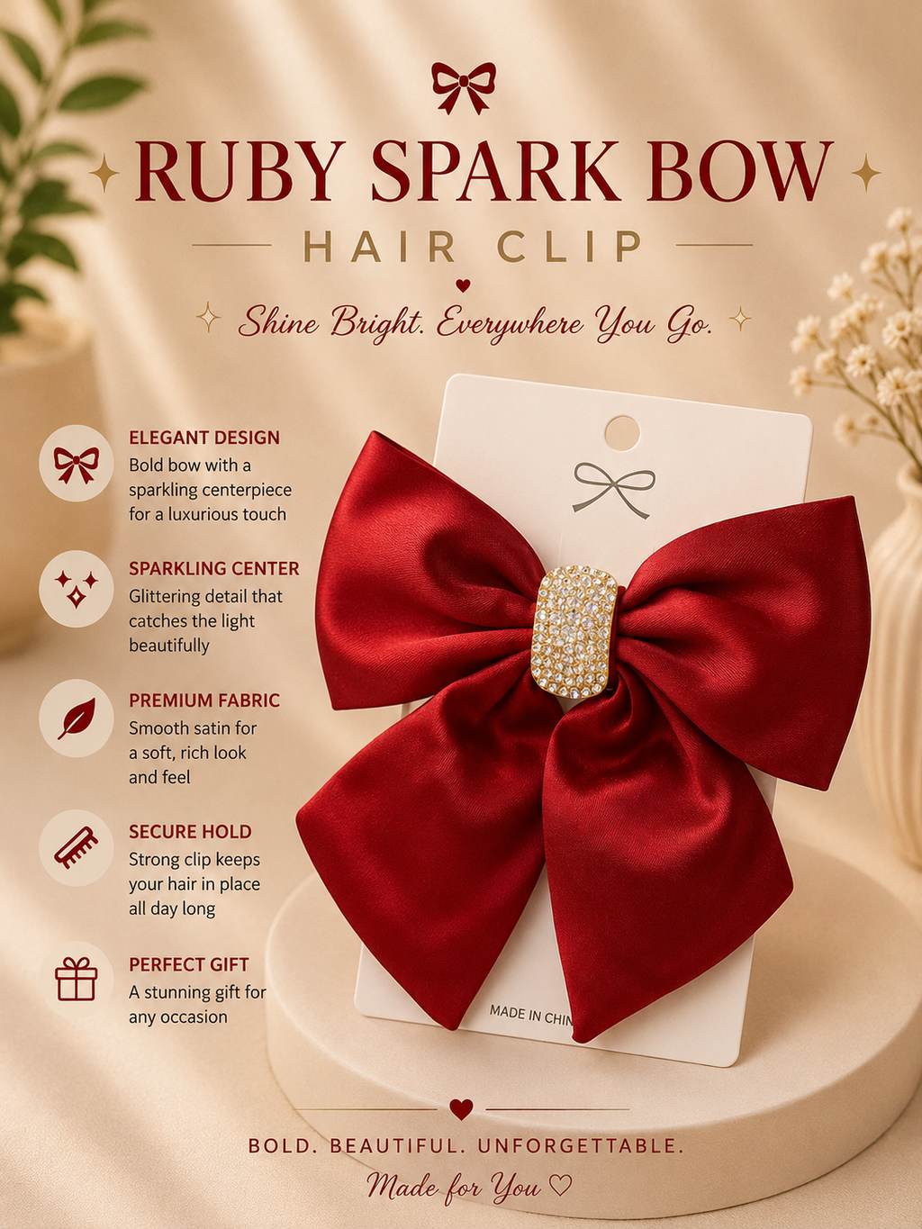 Ruby Glam Bow