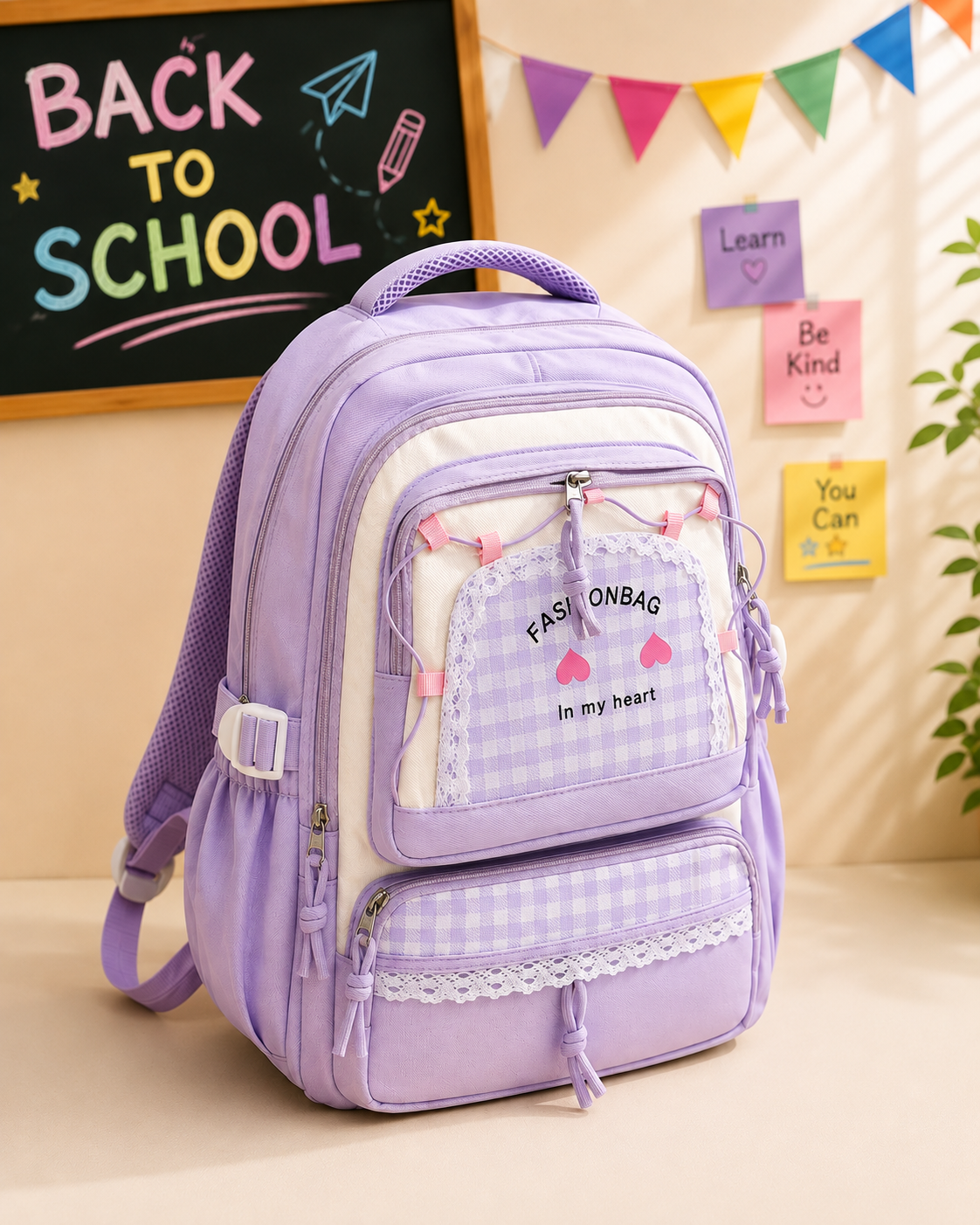 Fashion Heart School Backpack الصورة الرئيسية