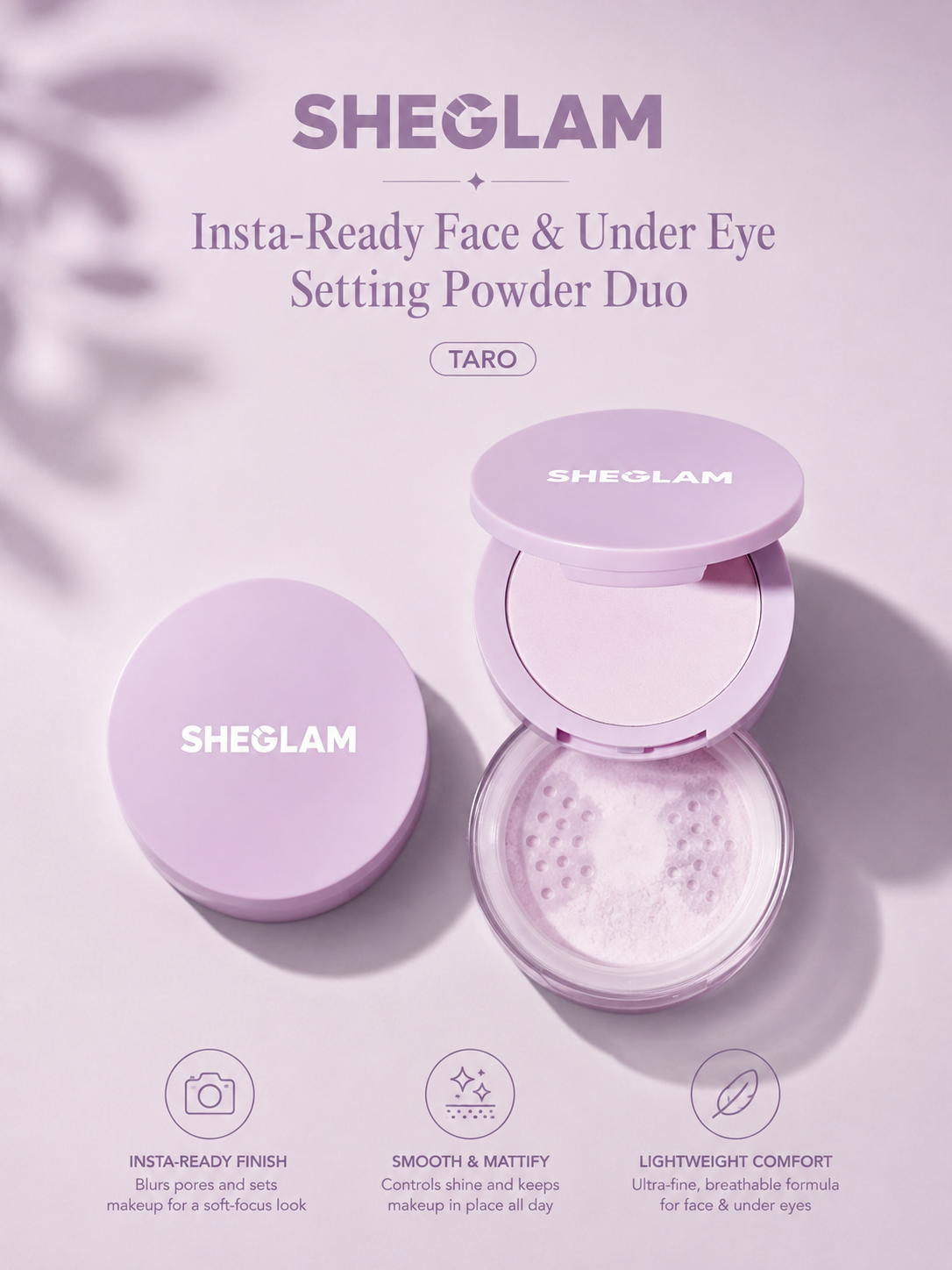 SHEGLAM Insta-Ready Face & Under Eye Setting Powder Duo-Taro Main image