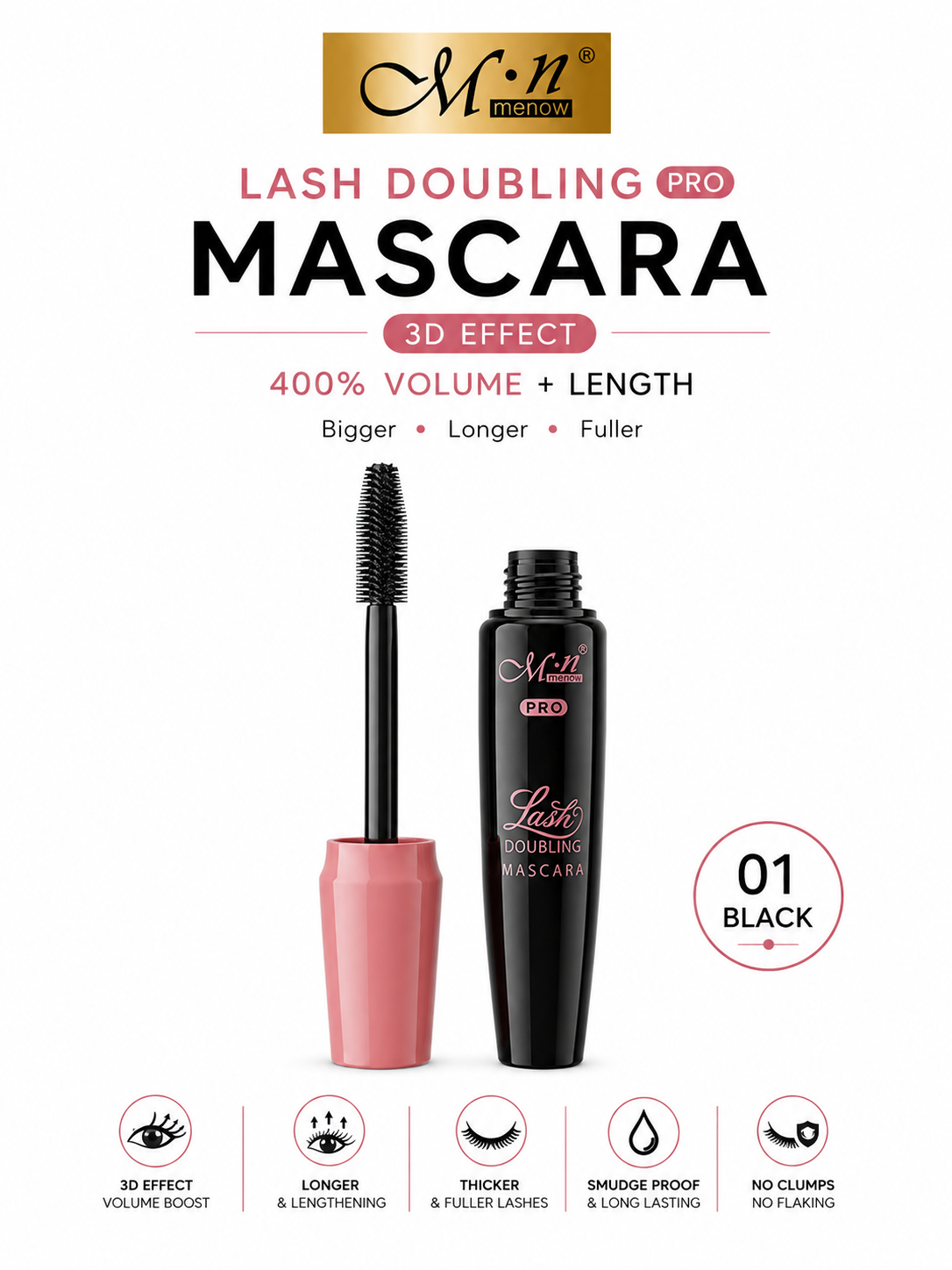 M.N Lash Doubling Mascara 3D Effect Black