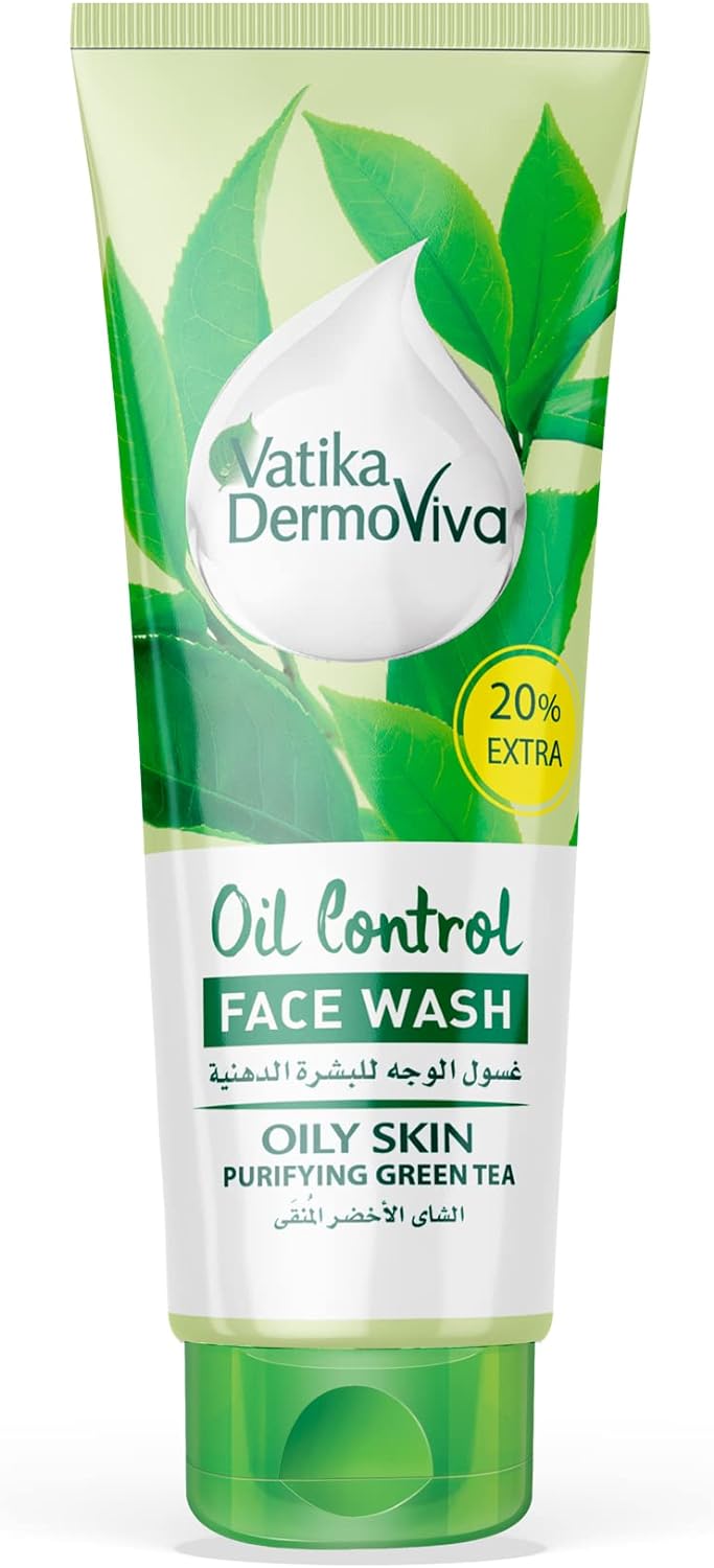 غسول الوجه للتحكم في زيوت البشرة من فاتيكا ديرموفيفا| بالشاي الأخضر-vatika 50ml