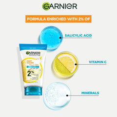 Garnier Skin Active Fast Clear 3 in 1 Face Wash for Acne-Prone Skin with Salicylic Acid and Vitamin C, 150 ml - Garnier 