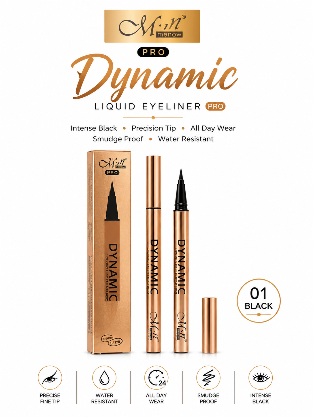 M.N Menow Dynamic Liquid Eyeliner Pro Black
