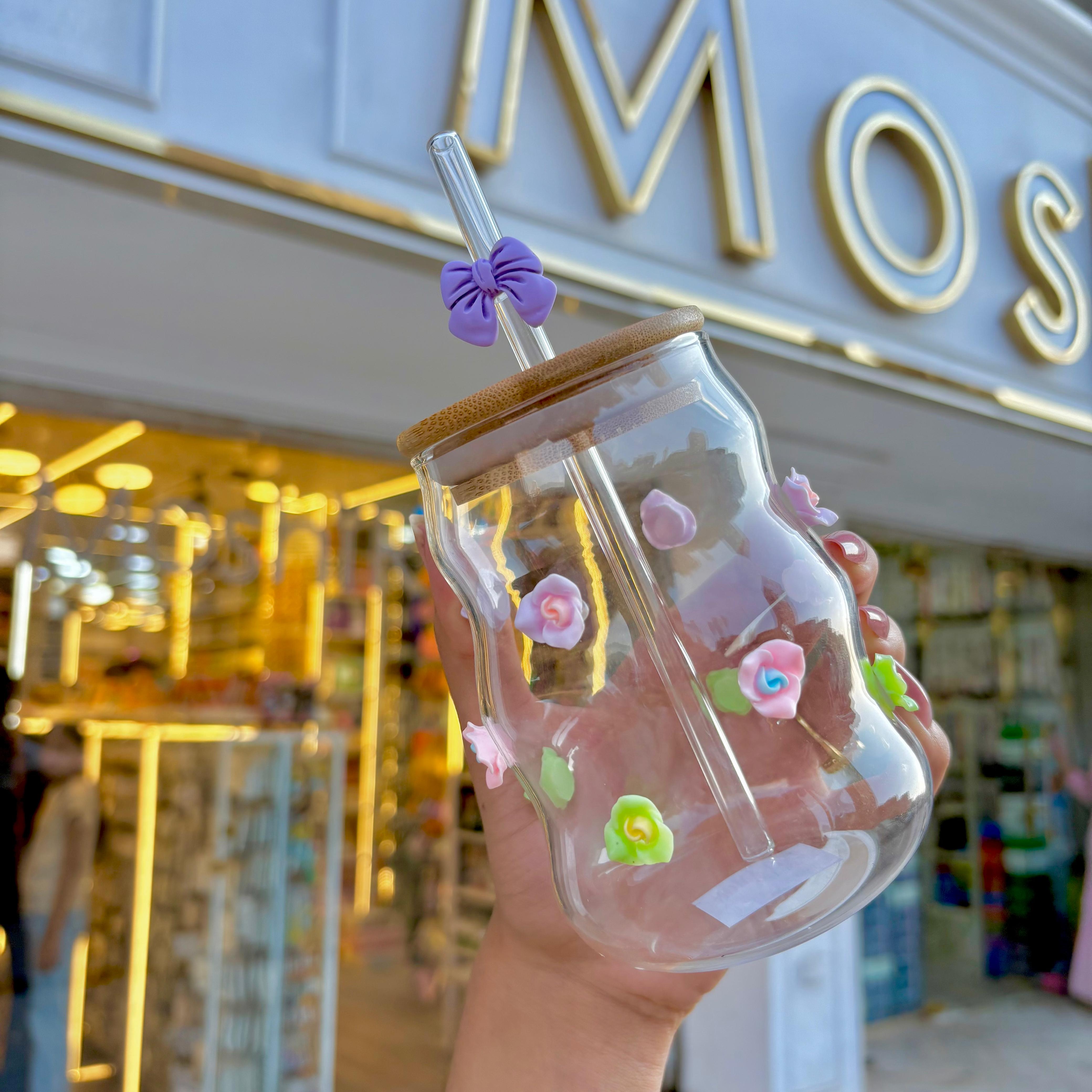 Rose glass mug