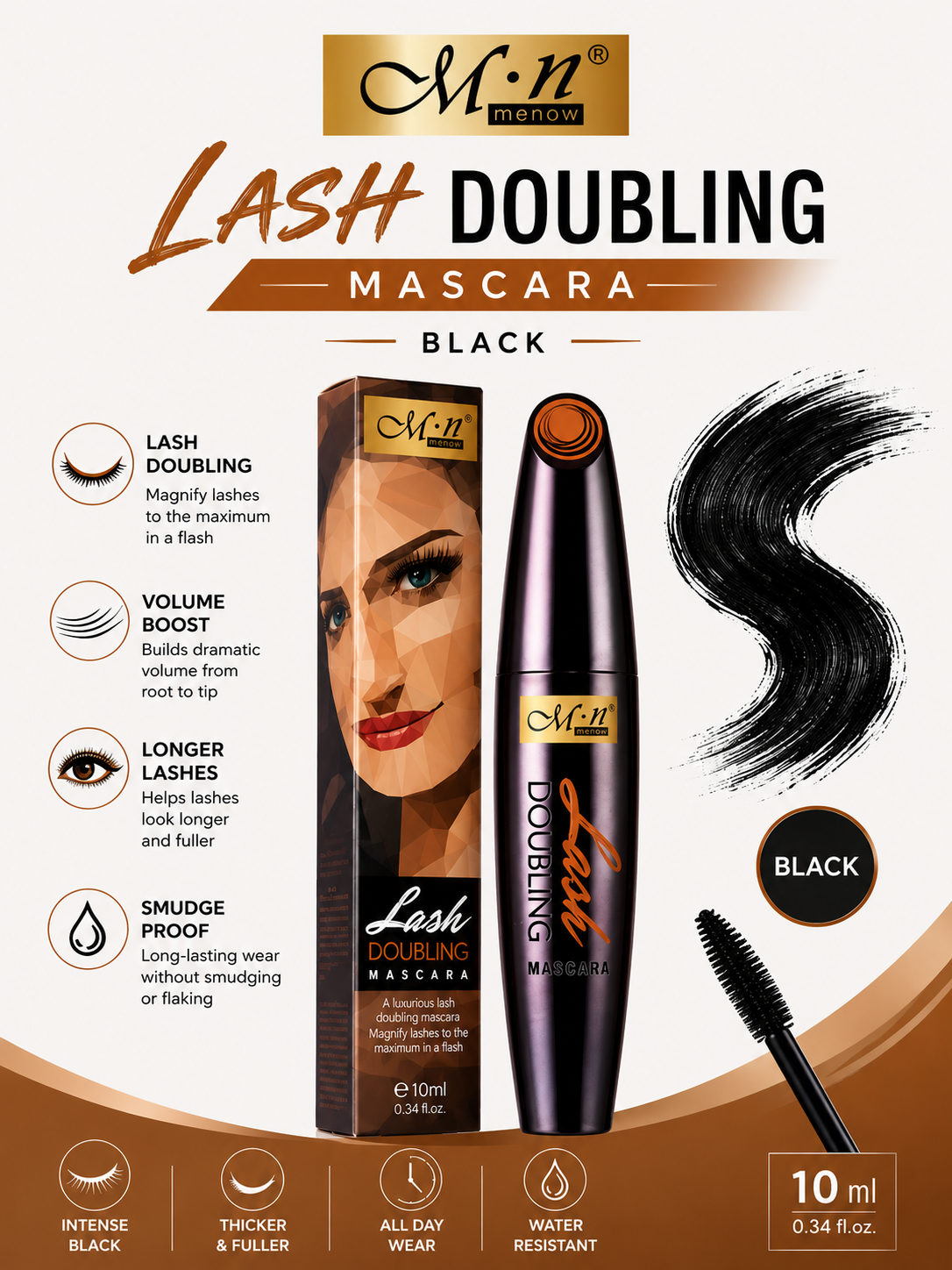 M.N 
Lash Doubling Mascara,Black