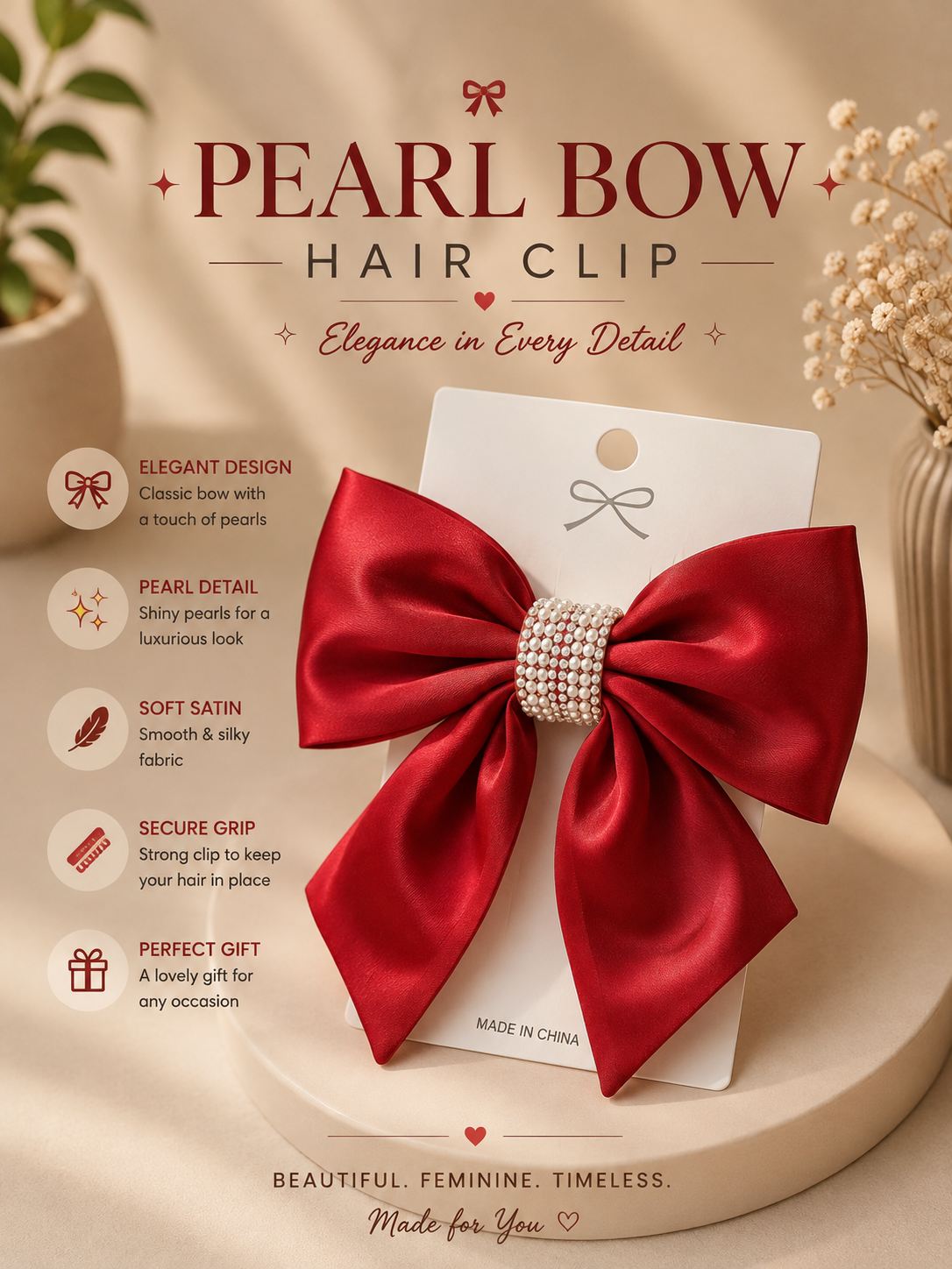 Ruby Glam Bow