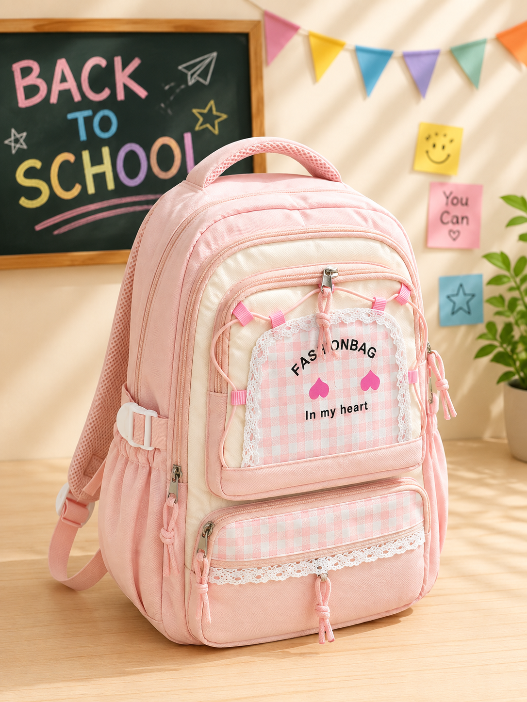 Fashion Heart School Backpack صورة ثانوية