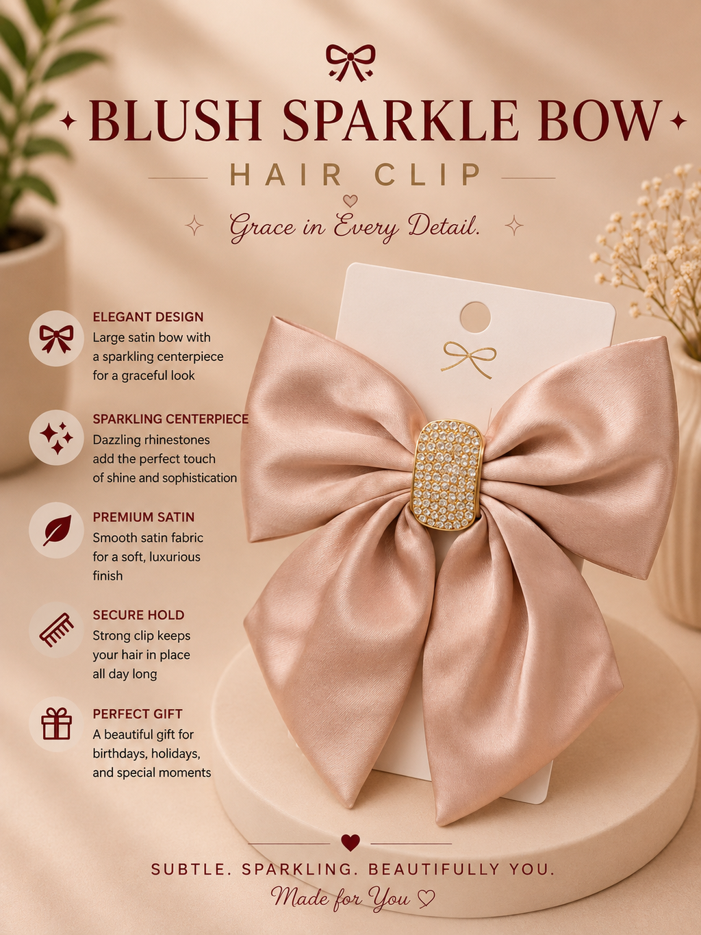 Blush Crystal Bow