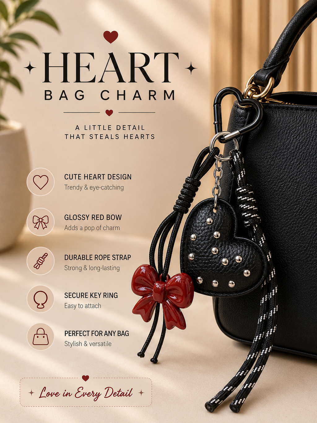 HEART BAG CHARM
