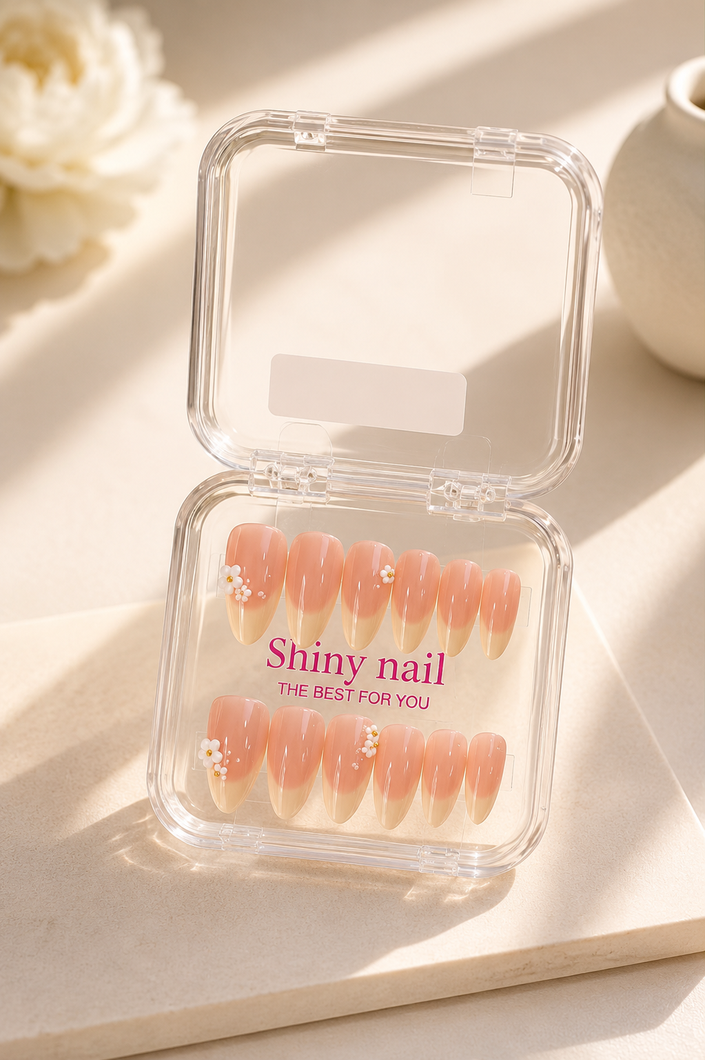 Blush Glow Long Press-On Nails