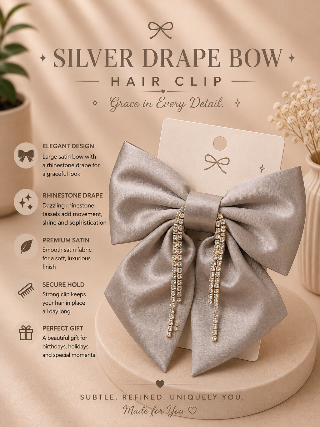 Silver Pearl Bow
