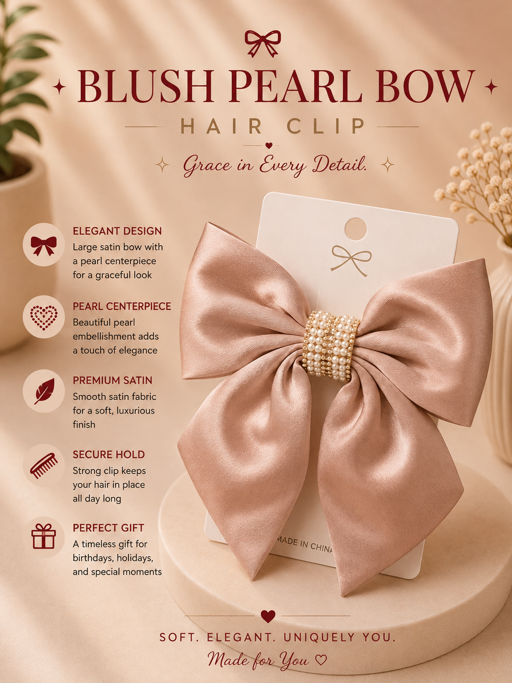 Blush Crystal Bow