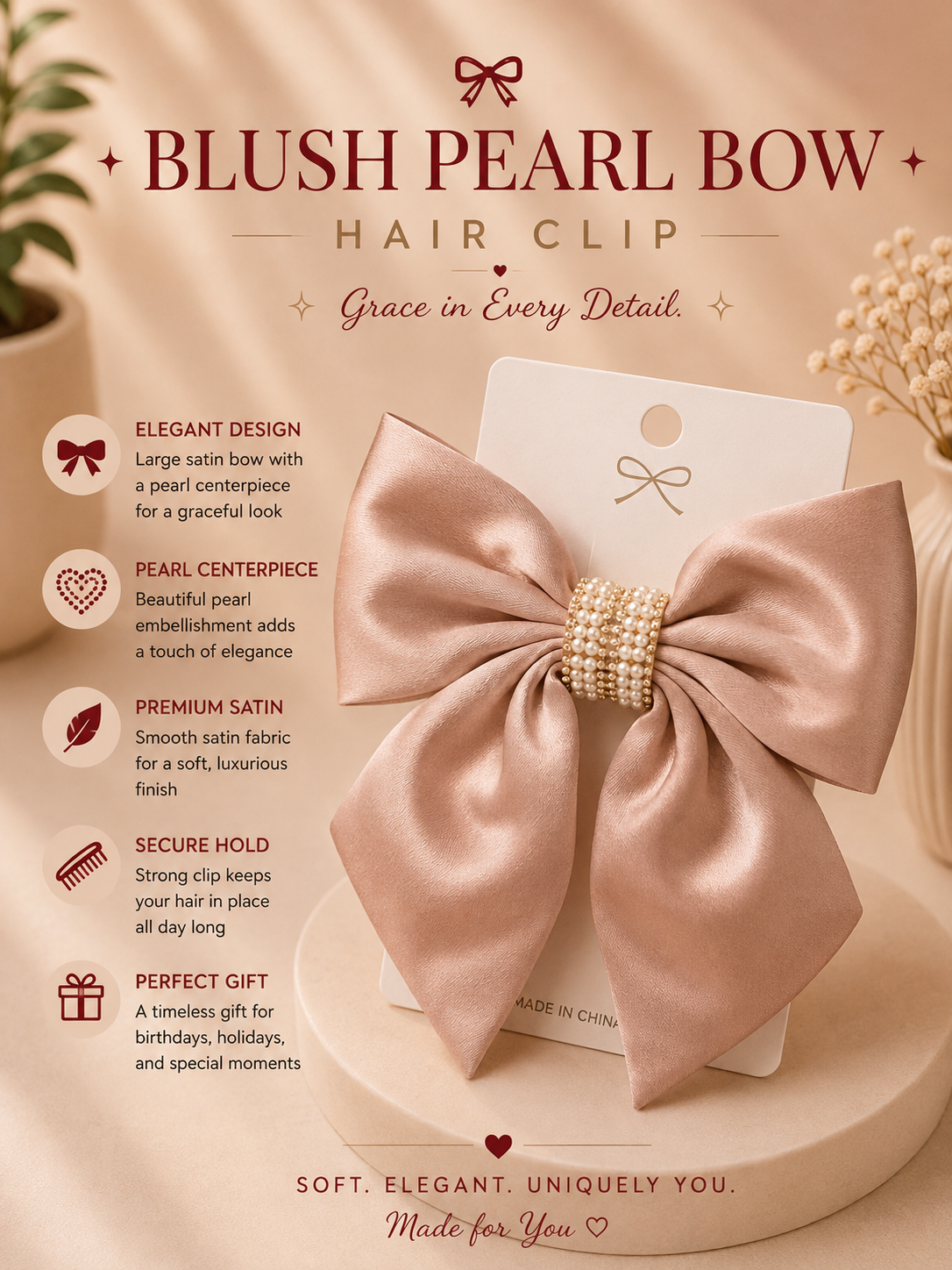 Blush Crystal Bow